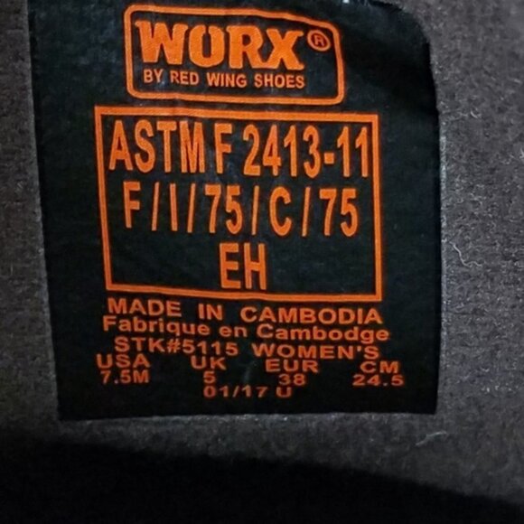 Worx by Red Wing 7.5M Brown Leather Lace-up Work Safety Oxford Shoes STYLE #5115 - Picture 5 of 11